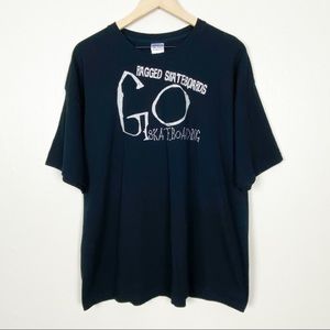 Gildan Size XL Black Ragged Skateboard Go Skateboarding Graphic Tee‎ T-Shirt